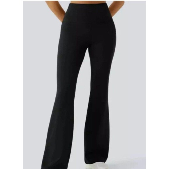 Halara Women’s Flare Leg Pants Black High Waist Pockets Small - Picture 1 of 8